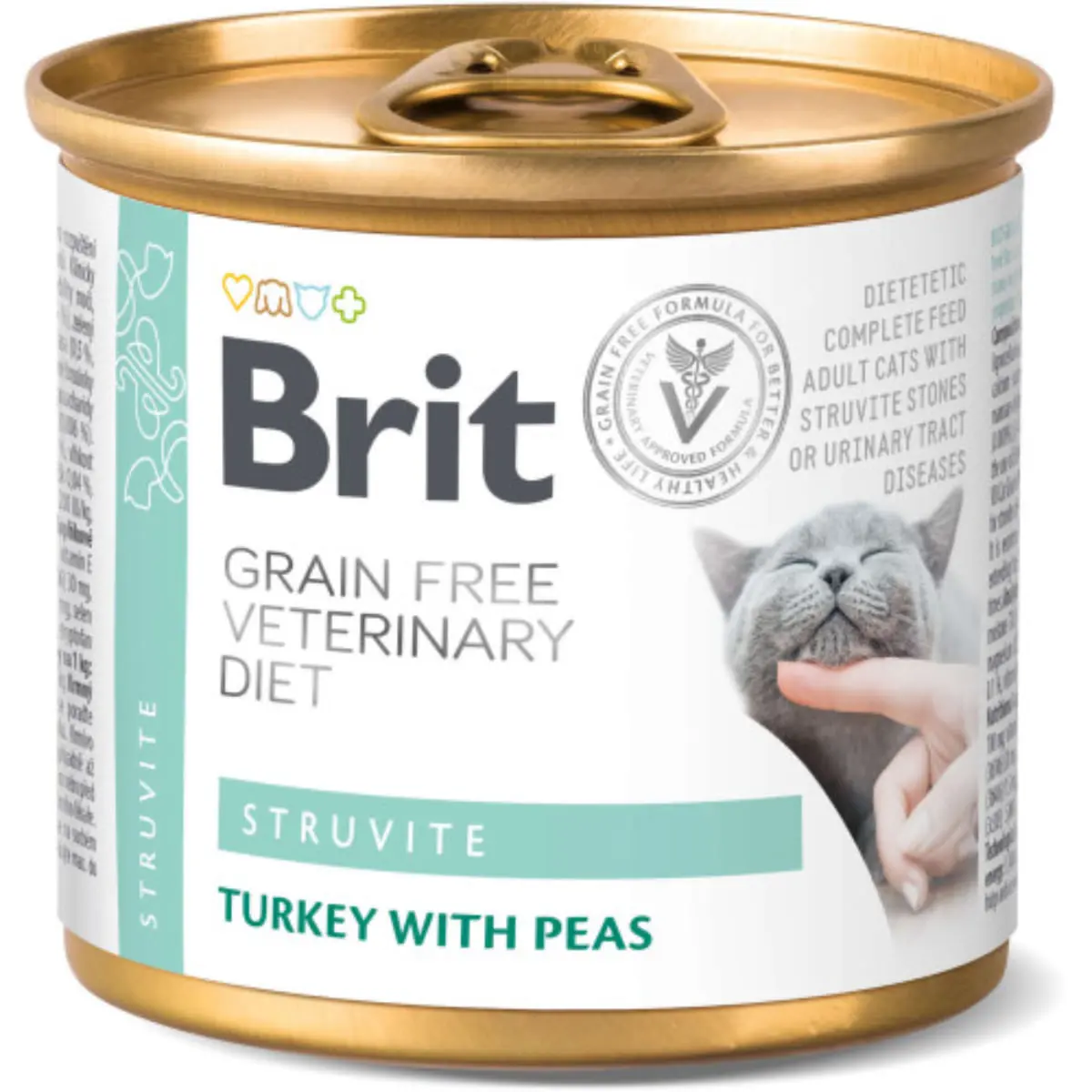BRIT VD Struvite, Curcan, dieta veterinara, conserva hrana umeda fara cereale pisici, sistem urinar, (in aspic), 200g