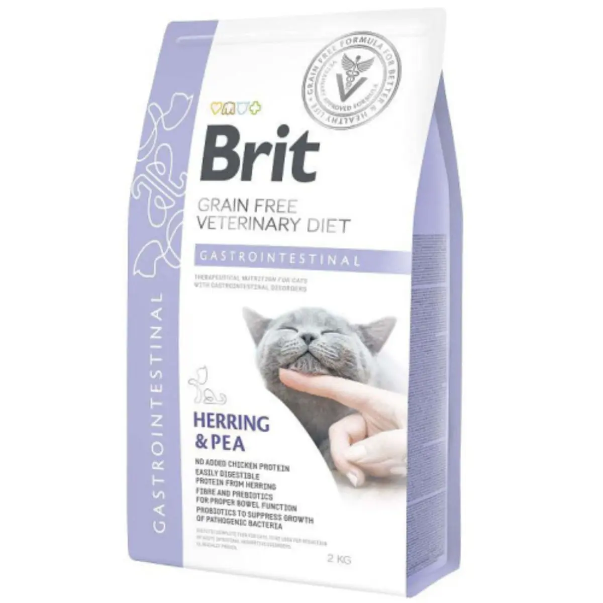 BRIT VD Gastrointestinal, Hering, dieta veterinara, hrana uscata fara cereale pisici, sistem digestiv, 2kg - Image 2