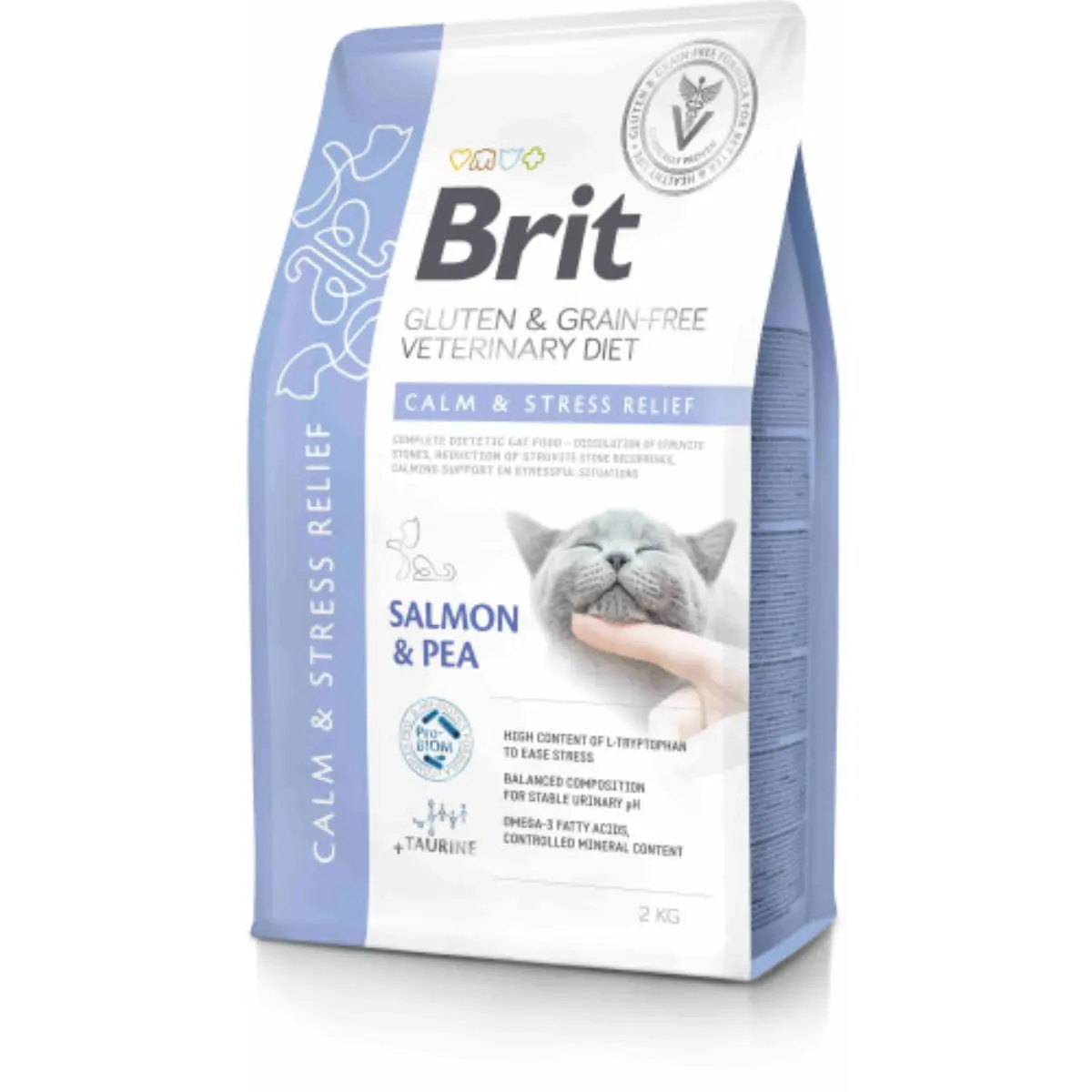 BRIT VD Calm & Stress Relief, Somon, dieta veterinara, hrana uscata fara cereale pisici, sistem nervos & calmante, 2kg - Image 2