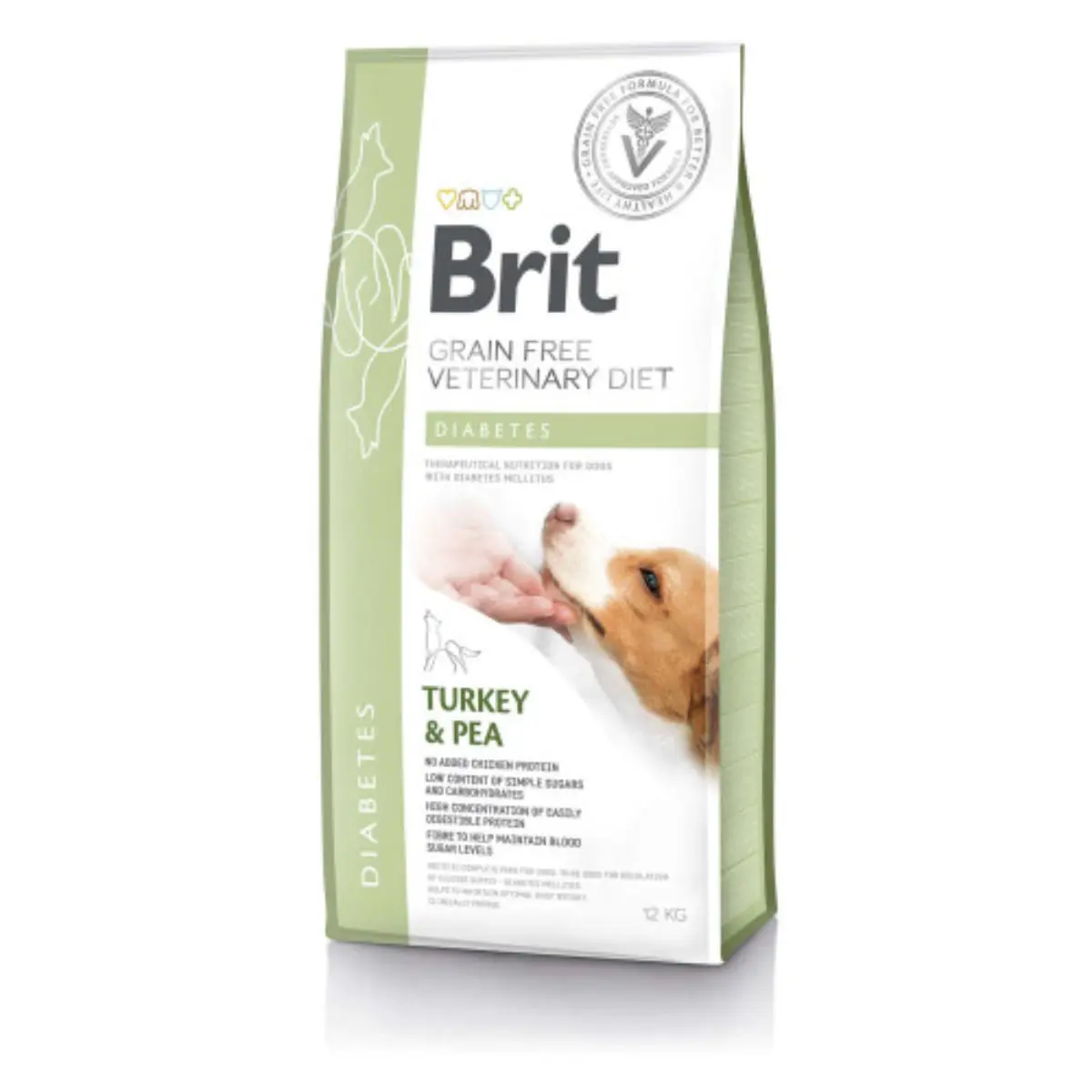 BRIT VD Diabetes, XS-XL, Curcan, dieta veterinara, hrana uscata fara cereale caini, diabet, 12kg