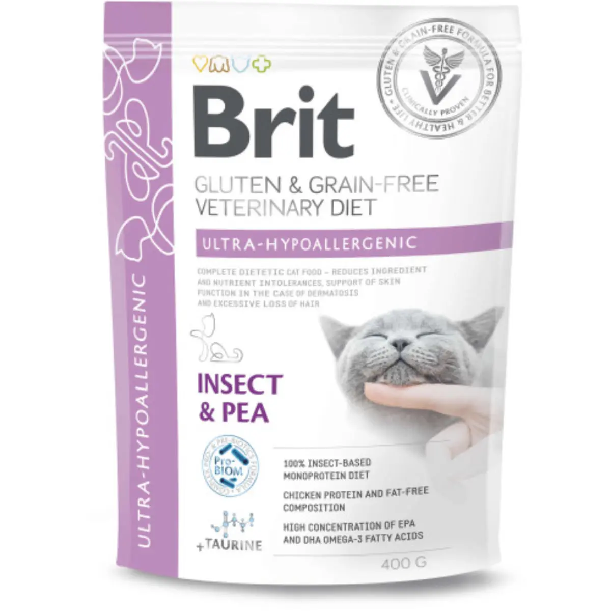 BRIT VD Ultra Hypoallergenic, Insecte, dieta veterinara, hrana uscata fara cereale pisici, alergii, 400g - Image 2