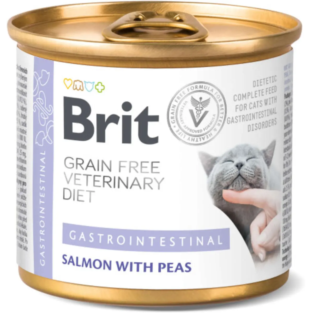 BRIT VD Gastrointestinal, Somon, dieta veterinara, conserva hrana umeda fara cereale pisici, sistem digestiv, (in aspic), 200g