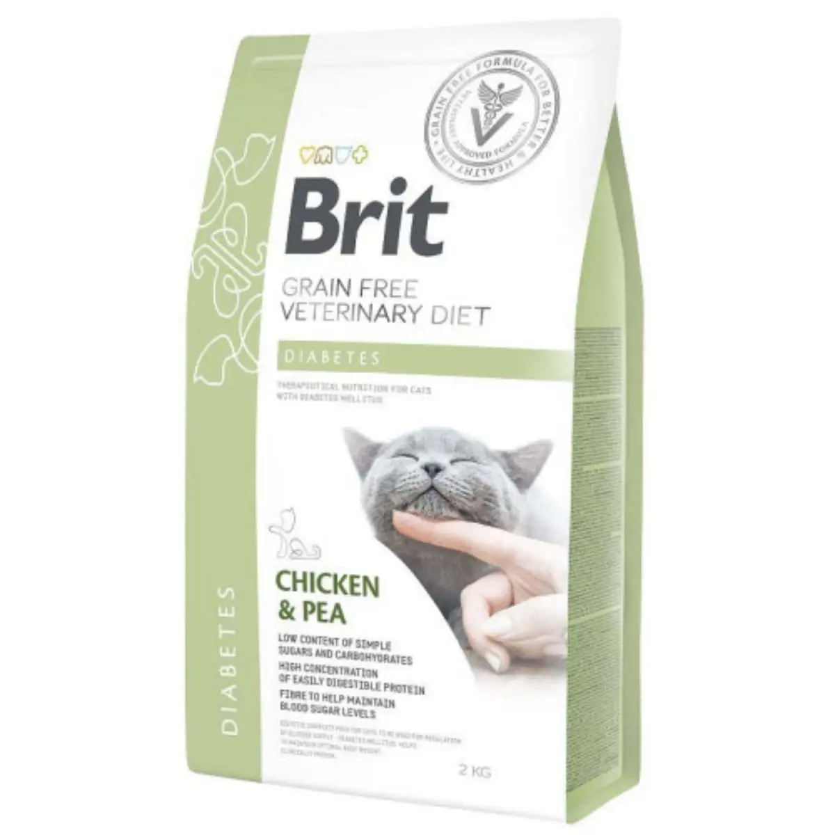 BRIT VD Diabetes, Pui, dieta veterinara, hrana uscata fara cereale pisici, diabet, 2kg
