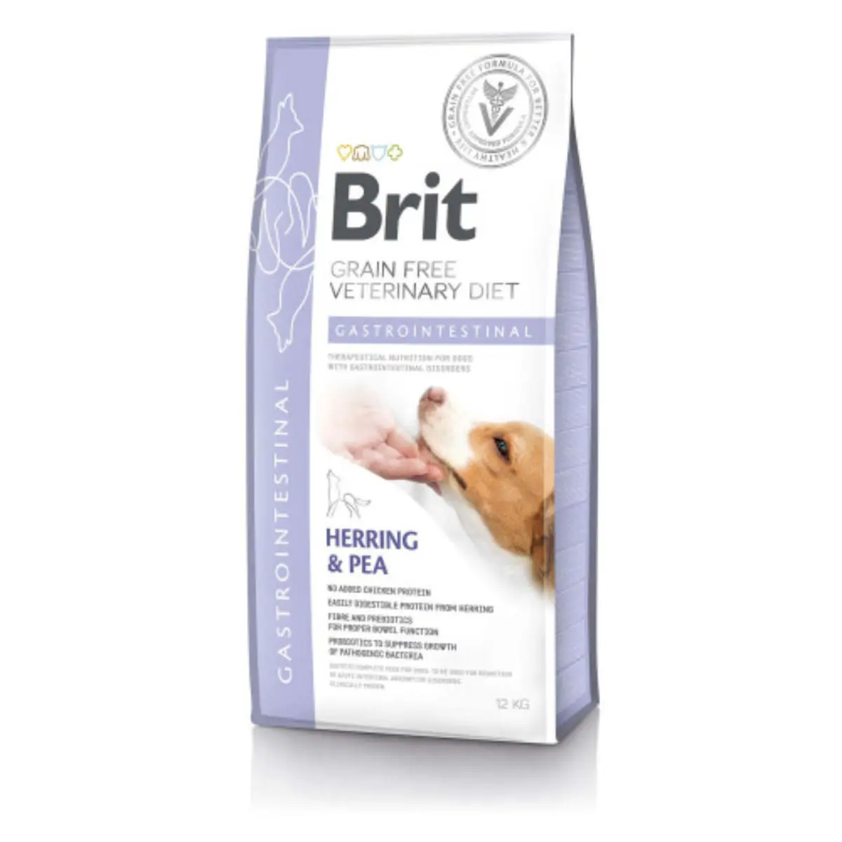 BRIT VD Gastrointestinal, XS-XL, Hering, dieta veterinara, hrana uscata fara cereale caini, sistem digestiv, 12kg