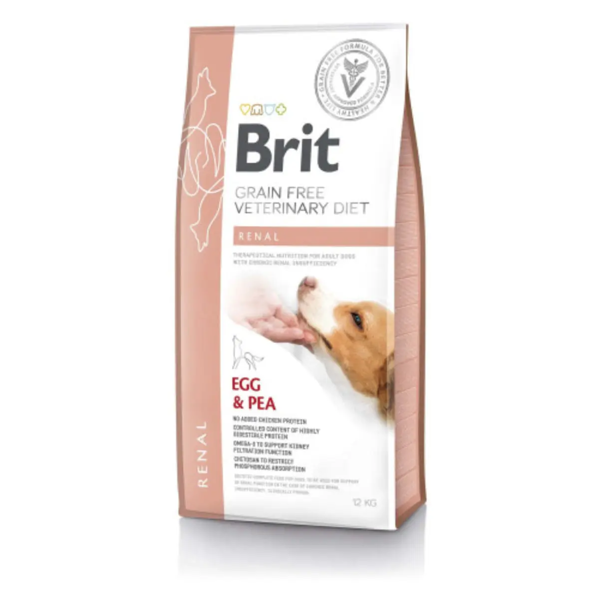 BRIT VD Renal, XS-XL, Ou, dieta veterinara, hrana uscata fara cereale caini, sistem renal, 12kg