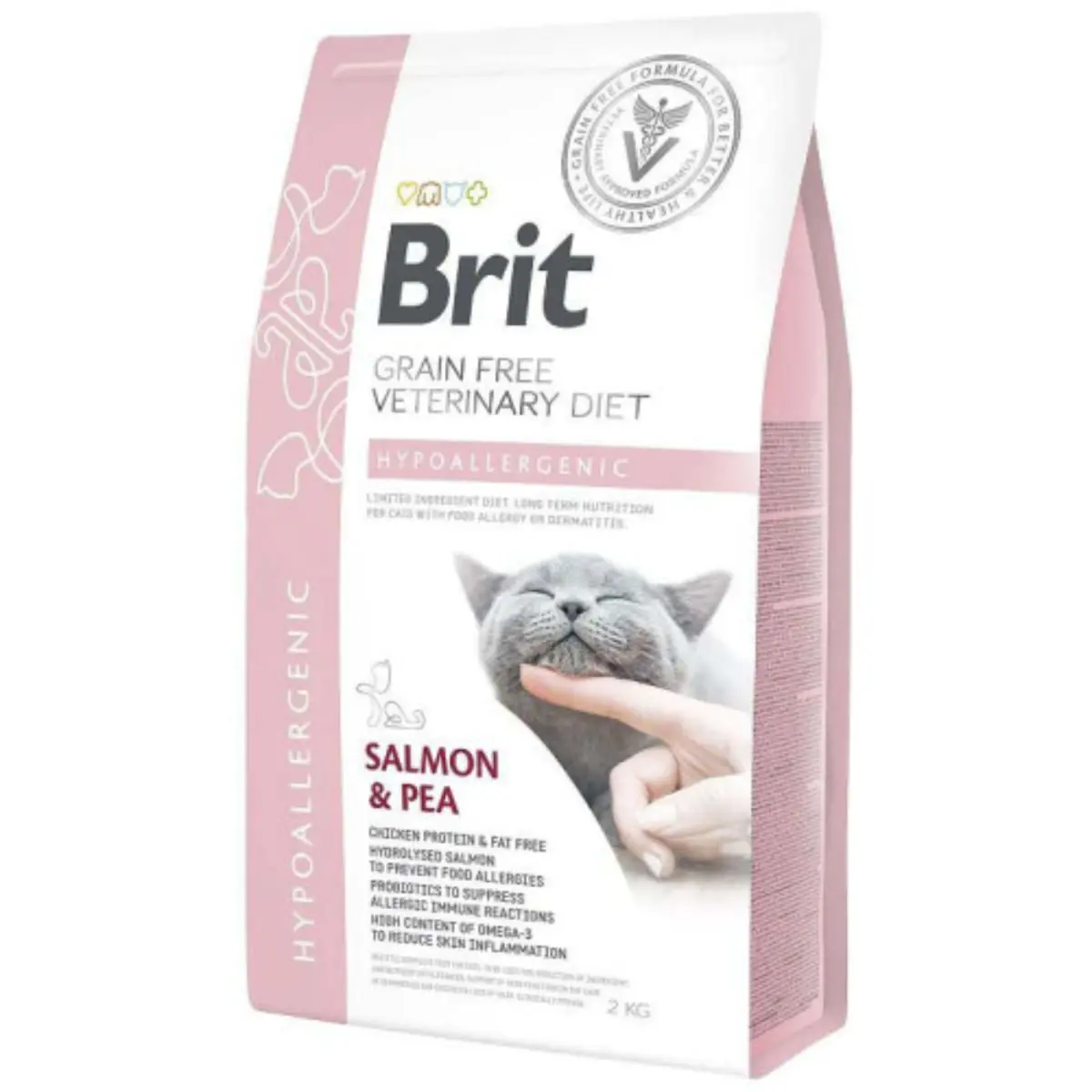 BRIT VD Hypoallergenic, Somon, dieta veterinara, hrana uscata fara cereale pisici, alergii, 2kg - Image 2