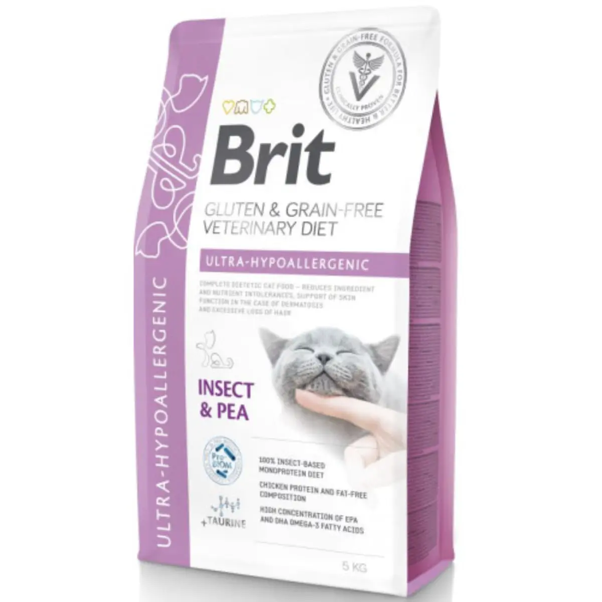 BRIT VD Ultra Hypoallergenic, Insecte, dieta veterinara, hrana uscata fara cereale pisici, alergii, 5kg