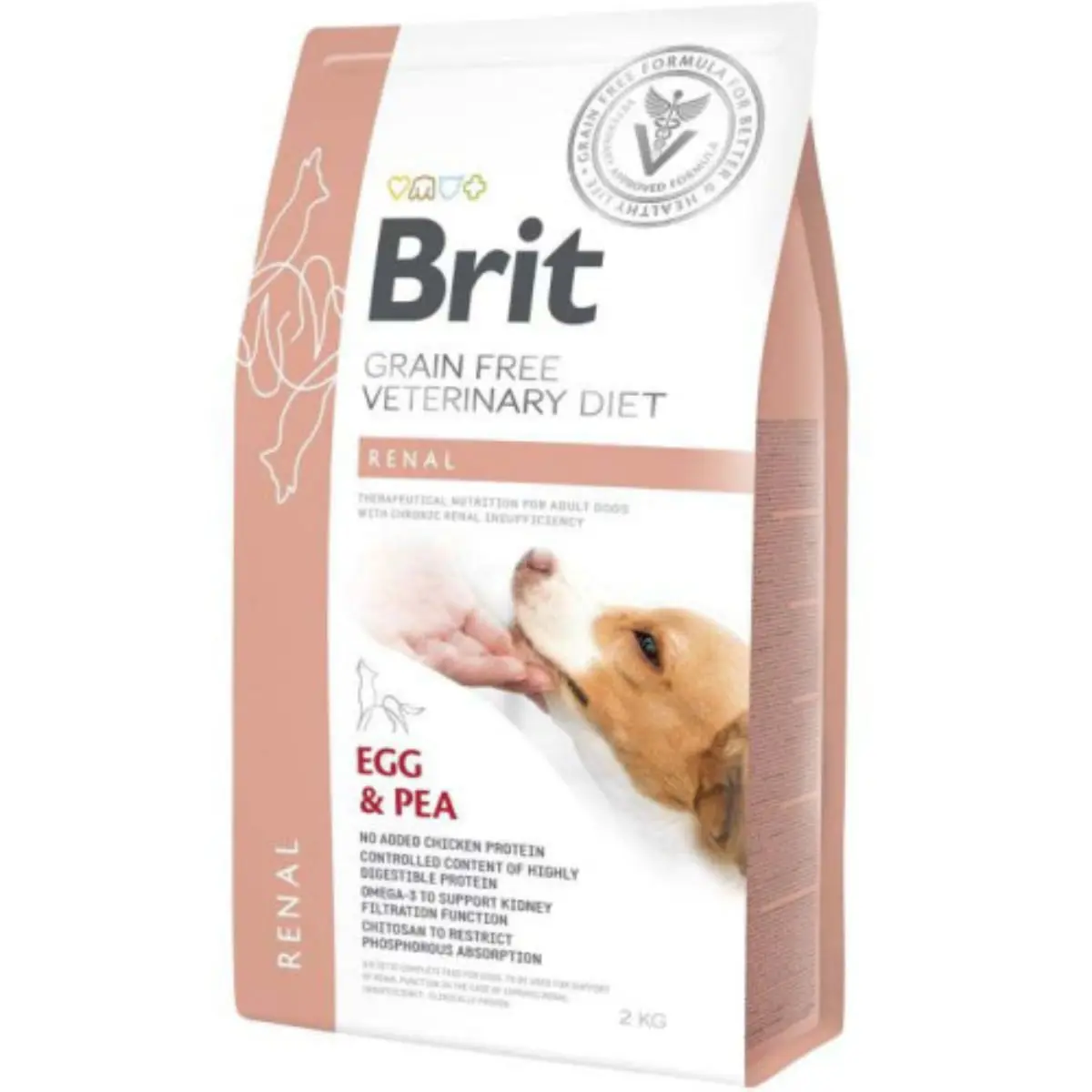 BRIT VD Renal, XS-XL, Ou, dieta veterinara, hrana uscata fara cereale caini, sistem renal, 2kg