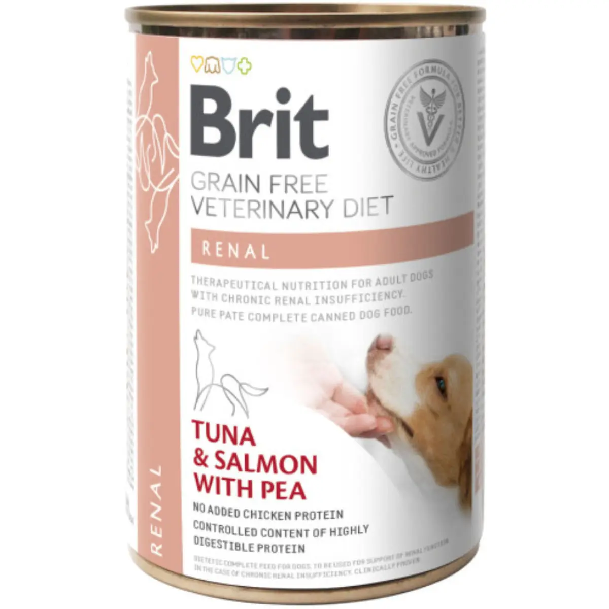 BRIT VD Renal, XS-XL, Ton si Somon, dieta veterinara, conserva hrana umeda fara cereale caini, sistem renal, (in aspic), 400g - Image 2