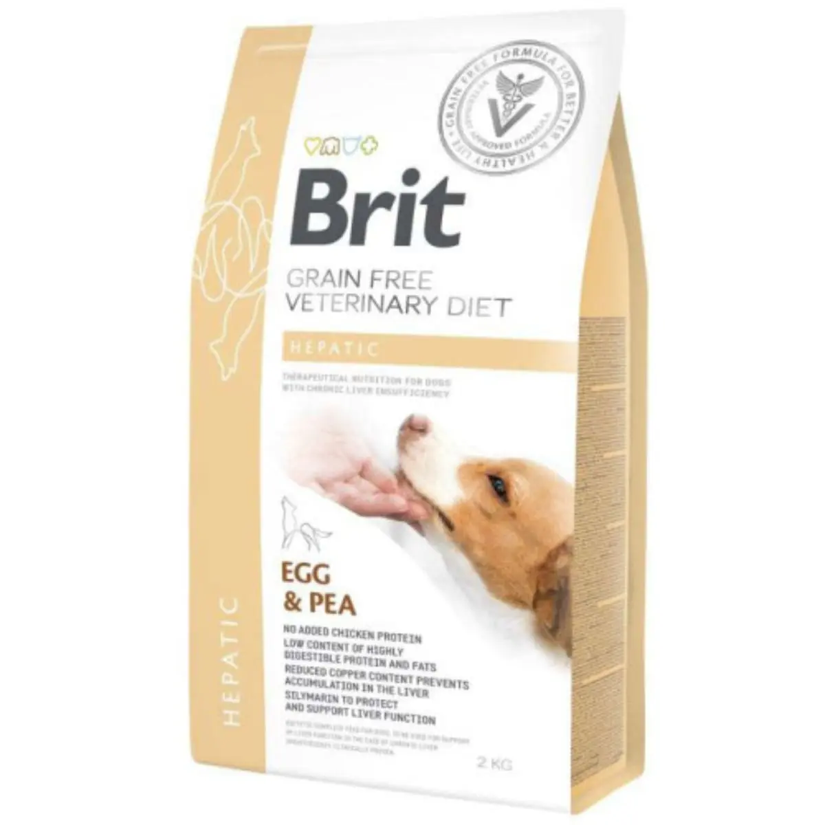 BRIT VD Hepatic, XS-XL, Ou, dieta veterinara, hrana uscata fara cereale caini, sistem hepatic, 2kg - Image 2