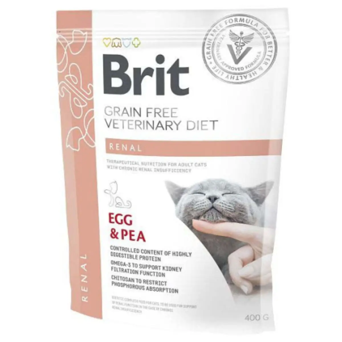 BRIT VD Renal, Ou, dieta veterinara, hrana uscata fara cereale pisici, sistem renal, 400g - Image 2