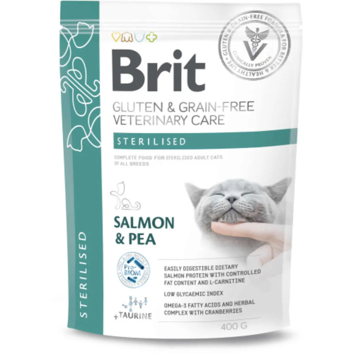 BRIT VD Sterilised, Somon, dieta veterinara, hrana uscata fara cereale pisici sterilizate, 400g - Image 2