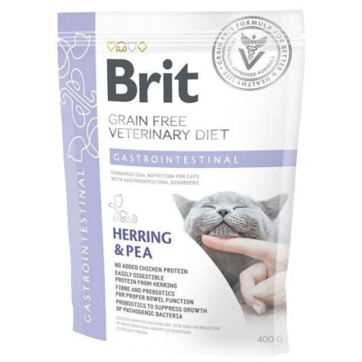 BRIT VD Gastrointestinal, Hering, dieta veterinara, hrana uscata fara cereale pisici, sistem digestiv, 400g - Image 2