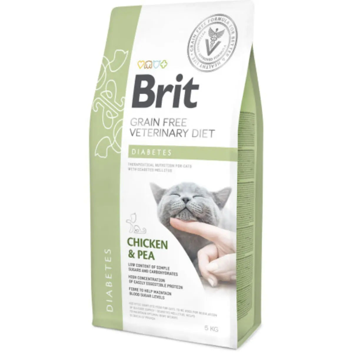 BRIT VD Diabetes, Pui, dieta veterinara, hrana uscata fara cereale pisici, diabet, 5kg