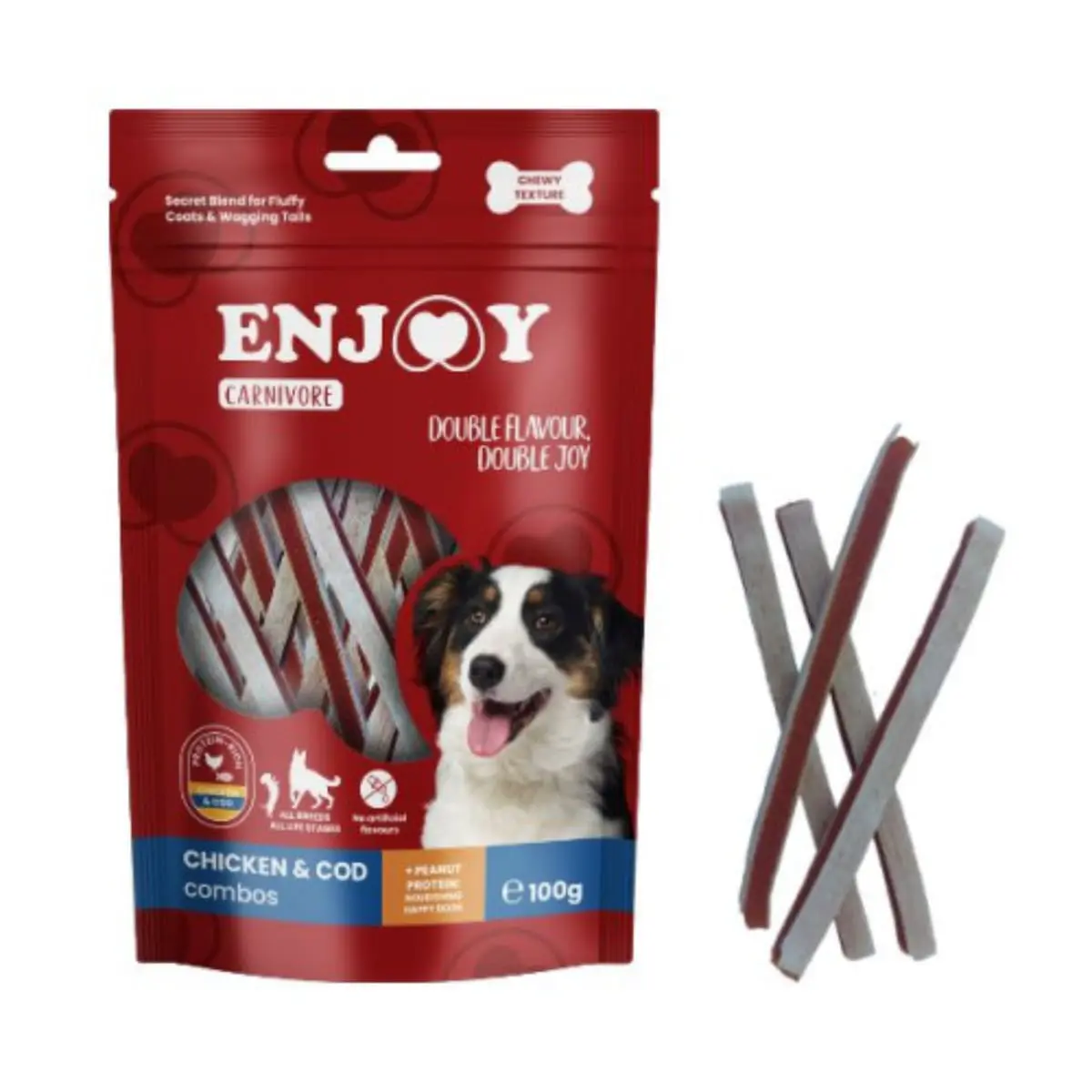 ENJOY Carnivore Combos, XS-XL, Pui si Cod, punguta recompense caini, 100g