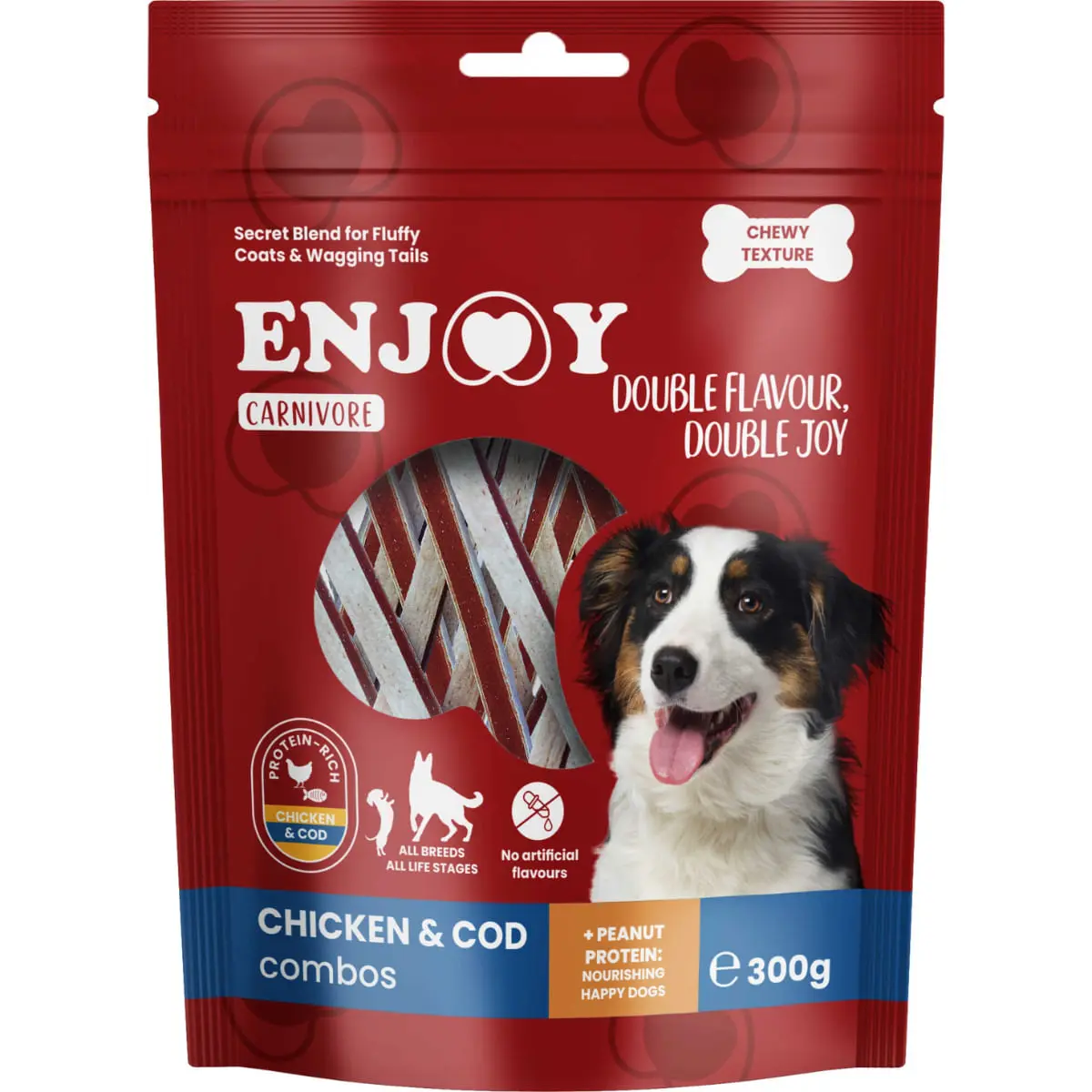 ENJOY Carnivore Combos, XS-XL, Pui si Cod, punguta recompense caini, 300g