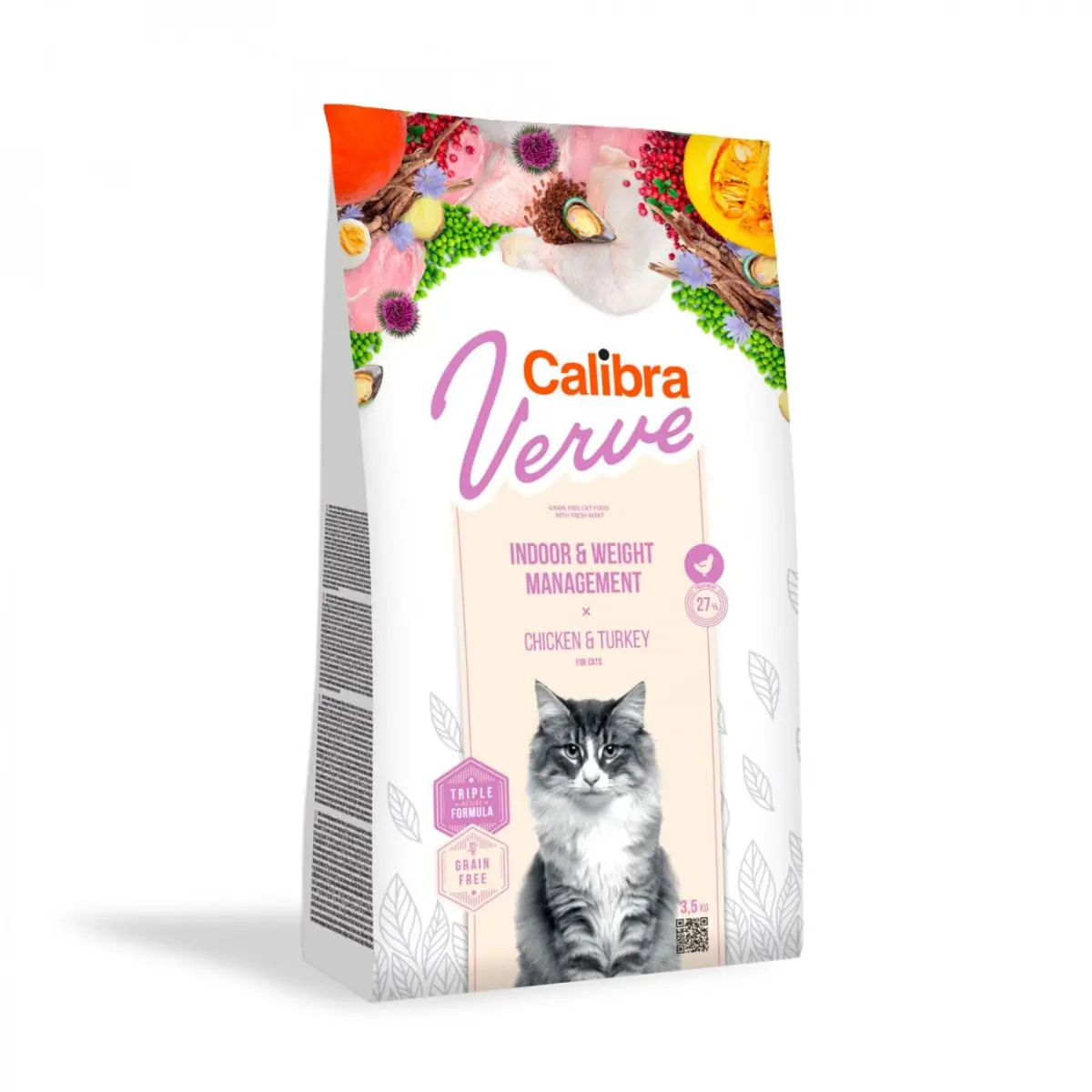 CALIBRA Verve GF Indoor & Weight, Pui si Curcan, hrana uscata fara cereale pisici, obezitate, 3.5kg - Image 2