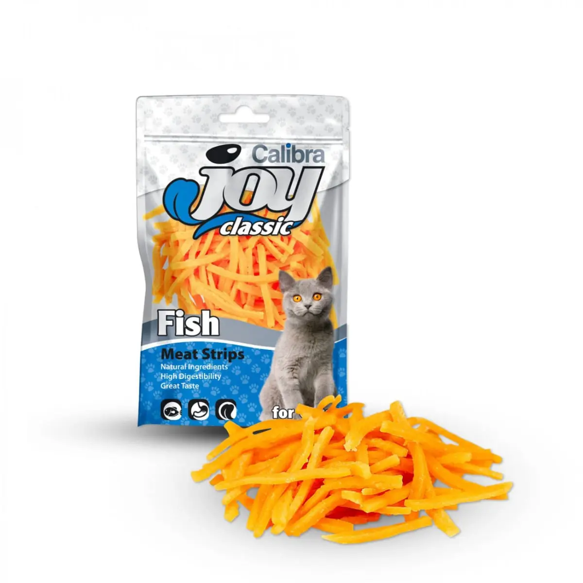 CALIBRA Joy Classic Strips, Peste, punguta recompense fara cereale pisici, 70g