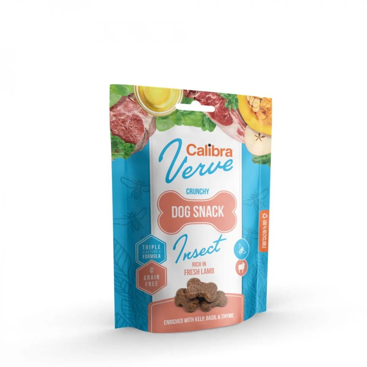 CALIBRA Verve GF Crunchy Snack, XS-XL, Insecte si Miel, punguta recompense fara cereale caini, 150g