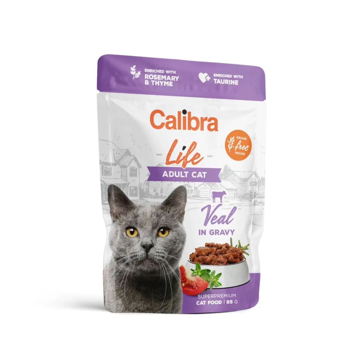 CALIBRA Life, Vitel, plic hrana umeda fara cereale pisici, (in sos), bax, 85g x 28buc
