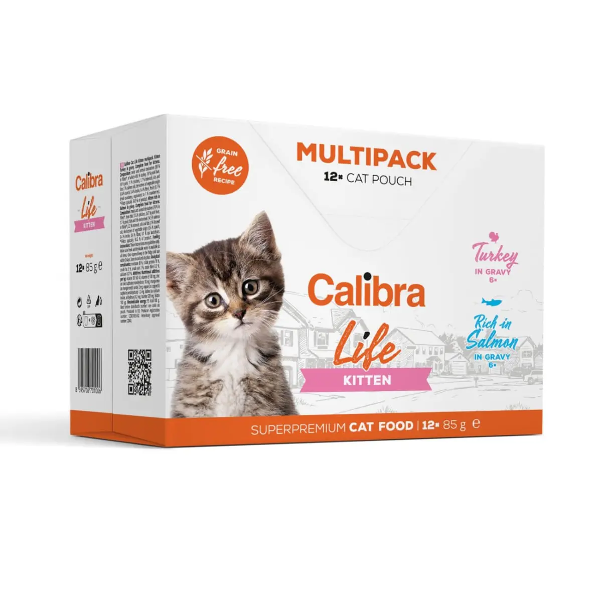 CALIBRA Life Kitten, Curcan si Somon, plic hrana umeda fara cereale pisici junior, (in sos), multipack, 85g x 12buc