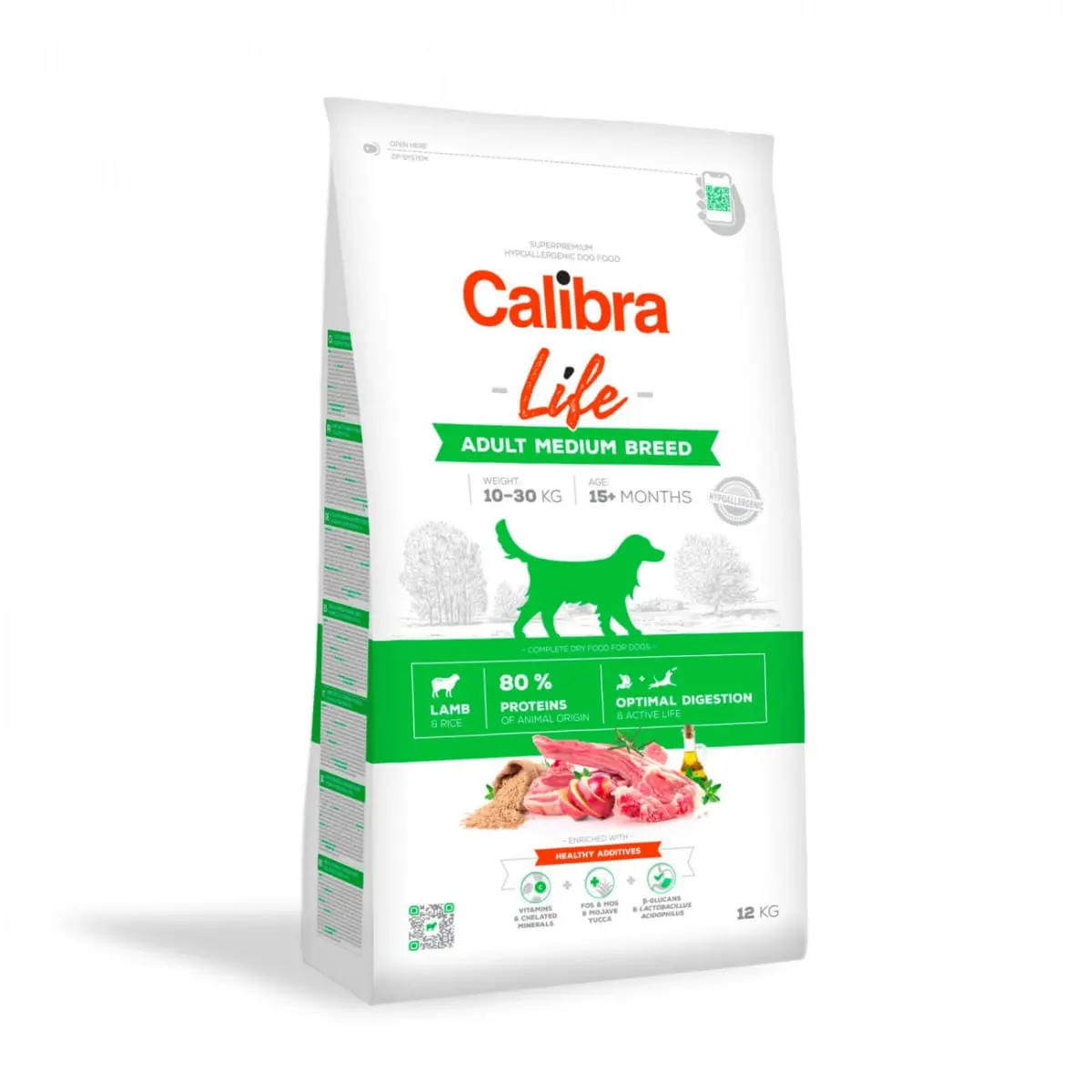 CALIBRA Life Adult Medium Breed, M, Miel, hrana uscata continut redus cereale caini, 12kg