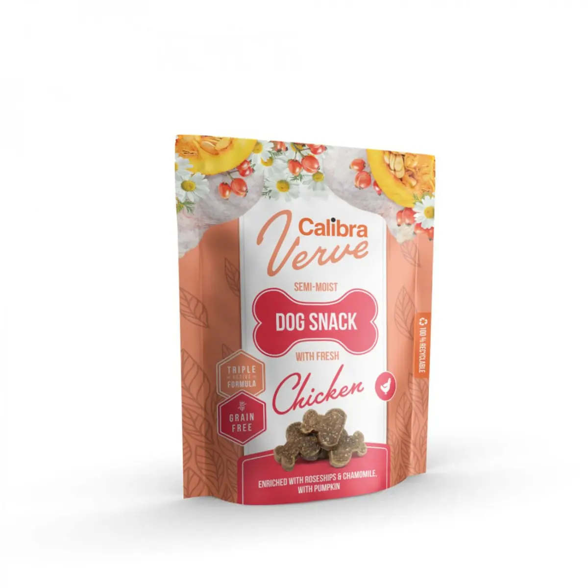 CALIBRA Verve GF Semi-Moist Snack, XS-XL, Pui, punguta recompense fara cereale caini, 150g
