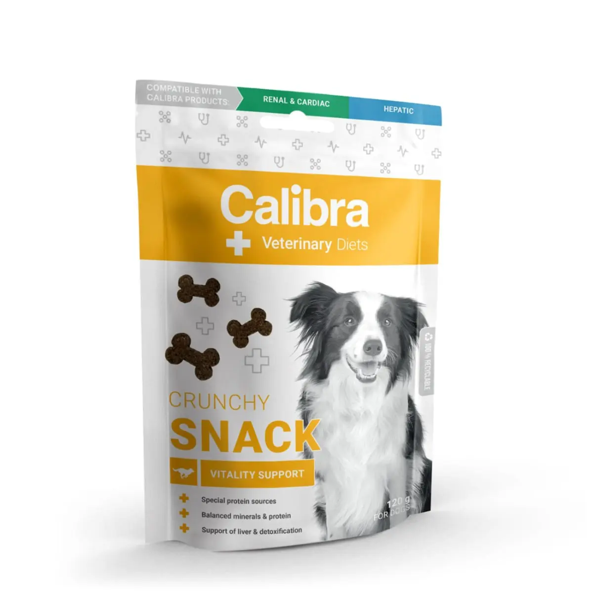 CALIBRA Veterinary Diets Snack Vitality Support, XS-XL, Insecte si Orez, punguta recompense functionale caini, 120g