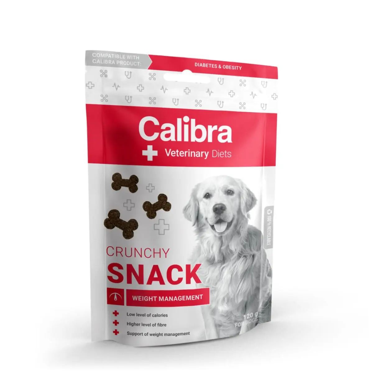 CALIBRA Veterinary Diets Snack Weight Management, XS-XL, Pui, punguta recompense functionale caini, obezitate, 120g