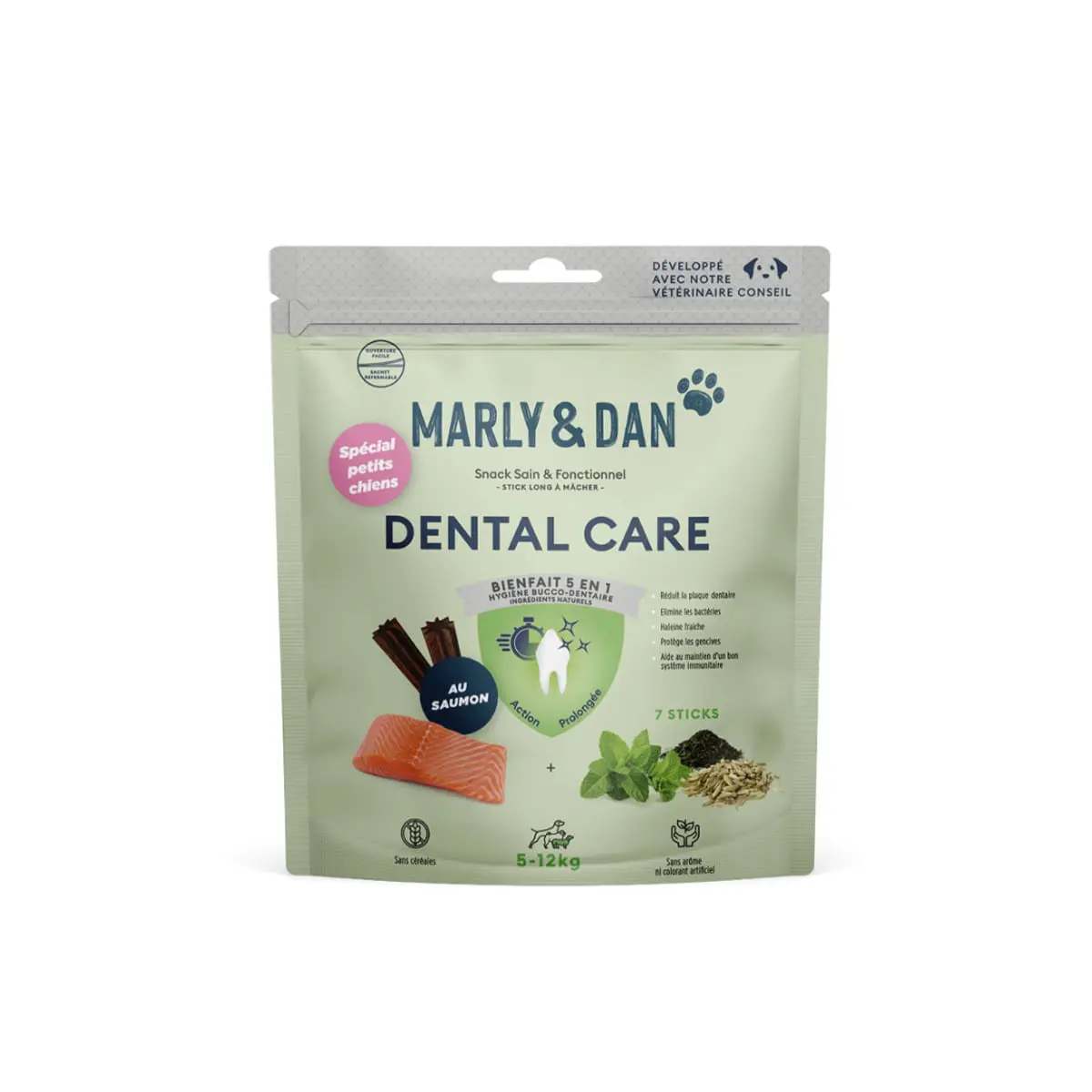 MARLY&DAN Dental Care Sticks, XS-S, Somon, punguta recompense functionale fara cereale caini, sensibilitati dentare, 100g - Image 2