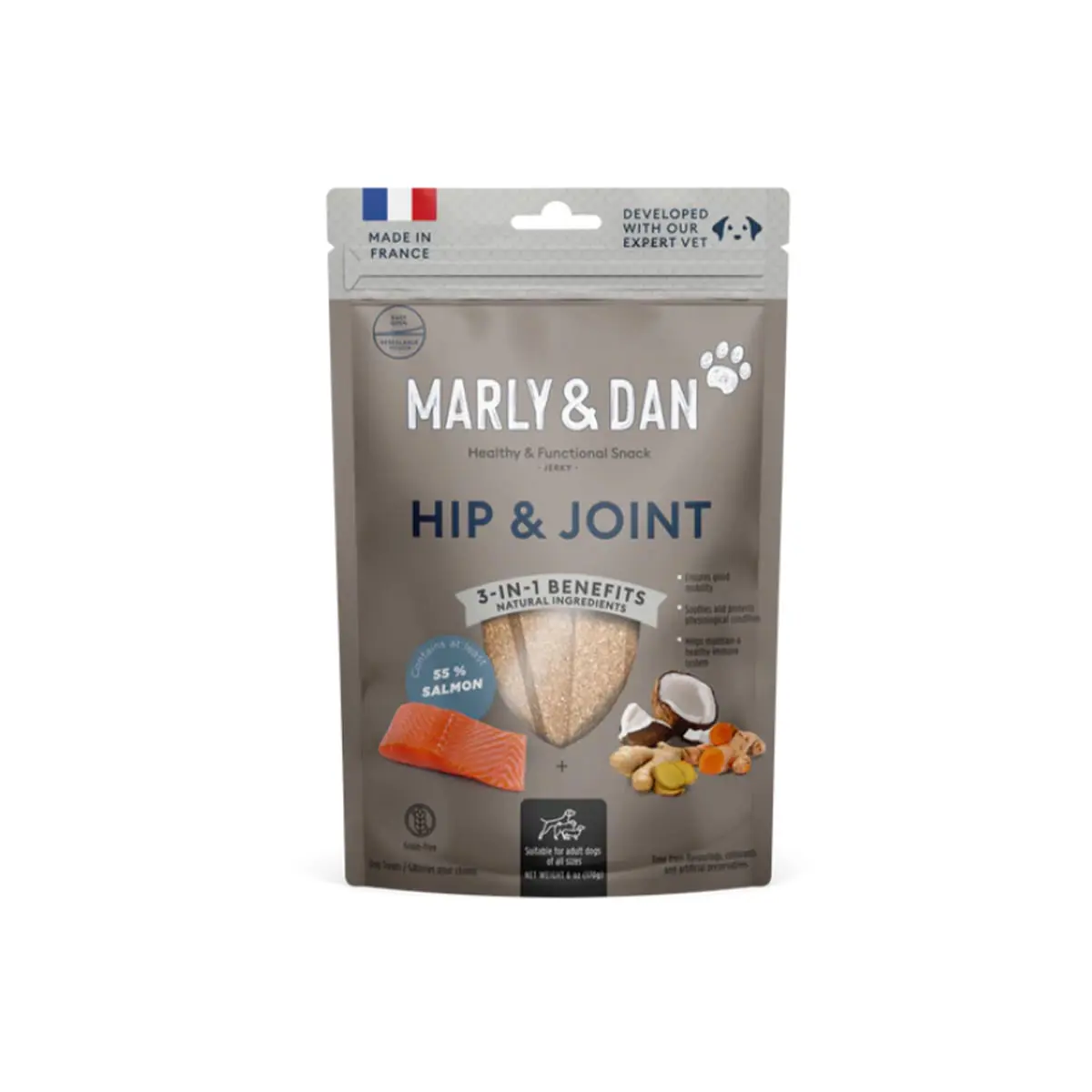 MARLY&DAN Hip&Joint, XS-XL, Somon, punguta recompense functionale fara cereale caini, sistem articular, 80g - Image 2