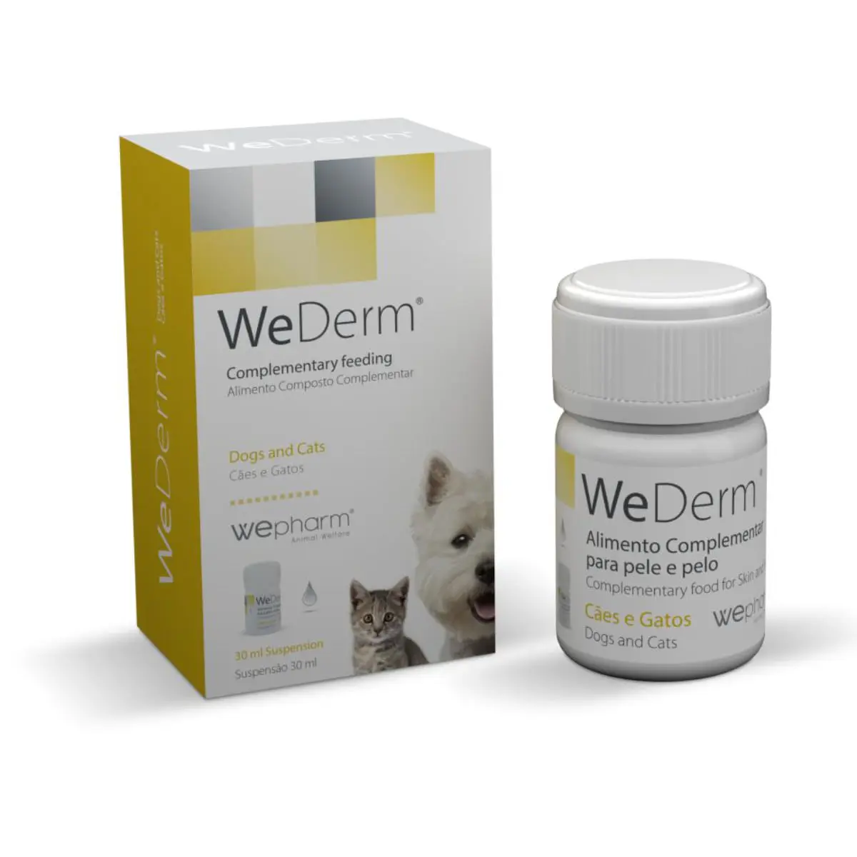 WEPHARM WeDerm, supliment piele & blana caini, suspensie orala WEPHARM WeDerm, XS-XL, supliment piele & blana caini si pisici, flacon cu aplicator, 30ml suspensie orala