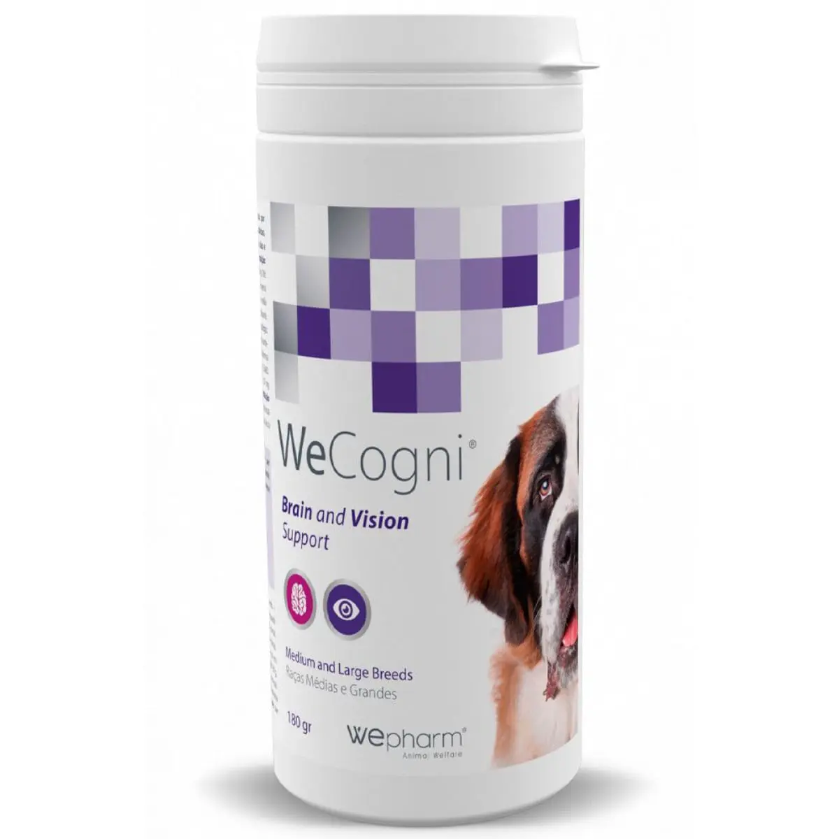 WEPHARM WeCogni, supliment sistem nervos & calmante, oftalmic caini senior, pudra WEPHARM WeCogni, XS-XL, supliment sistem nervos & calmante, oftalmic caini si pisici senior, flacon, 180g pudra