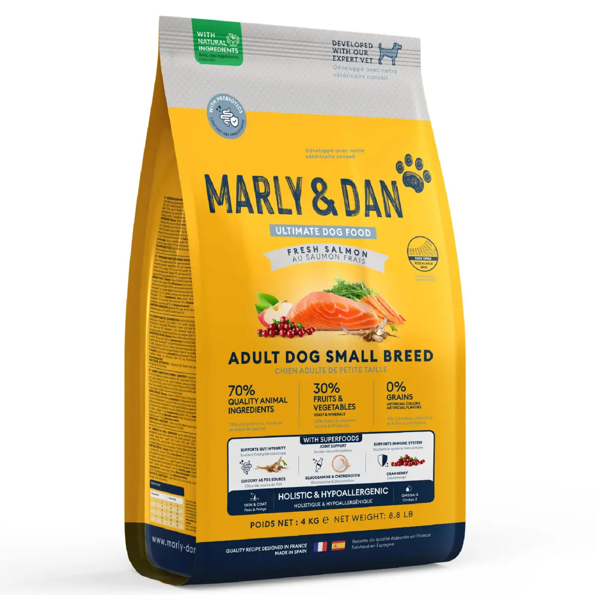 MARLY&DAN Adult Small Breed, XS-S, Somon, hrana uscata fara cereale caini, 1.5kg - Image 2