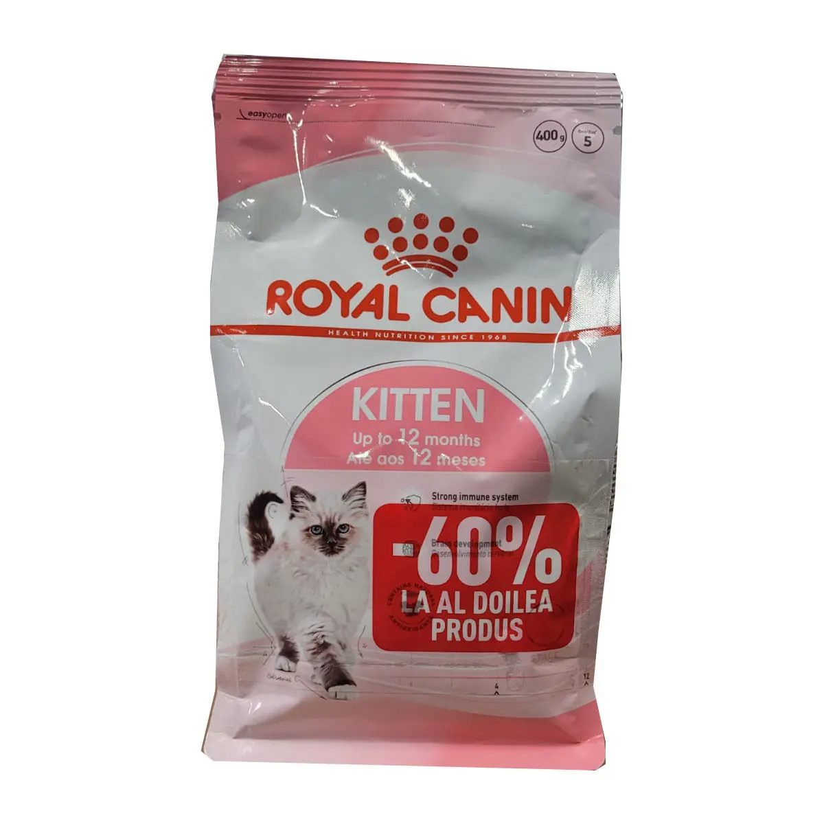 PROMO ROYAL CANIN Kitten, hrana uscata pisici junior, 400g, 60% REDUCERE la al Doilea Produs