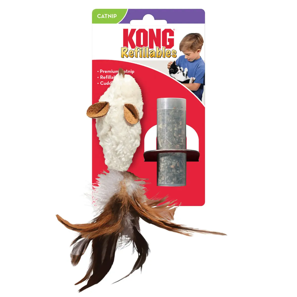 KONG Refillable, jucarie stimulare panda pisici, catnip, plus, alb, 1buc - Image 2