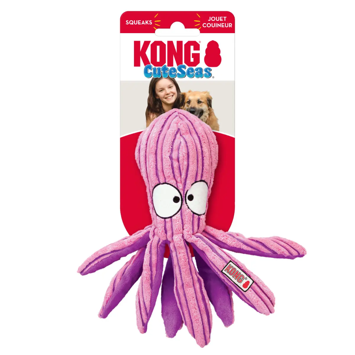 KONG CuteSeas Octopus, jucarie de plus caini, cu sunet, plus KONG CuteSeas Octopus, jucarie de plus caini S, cu sunet, plus, roz, 1buc