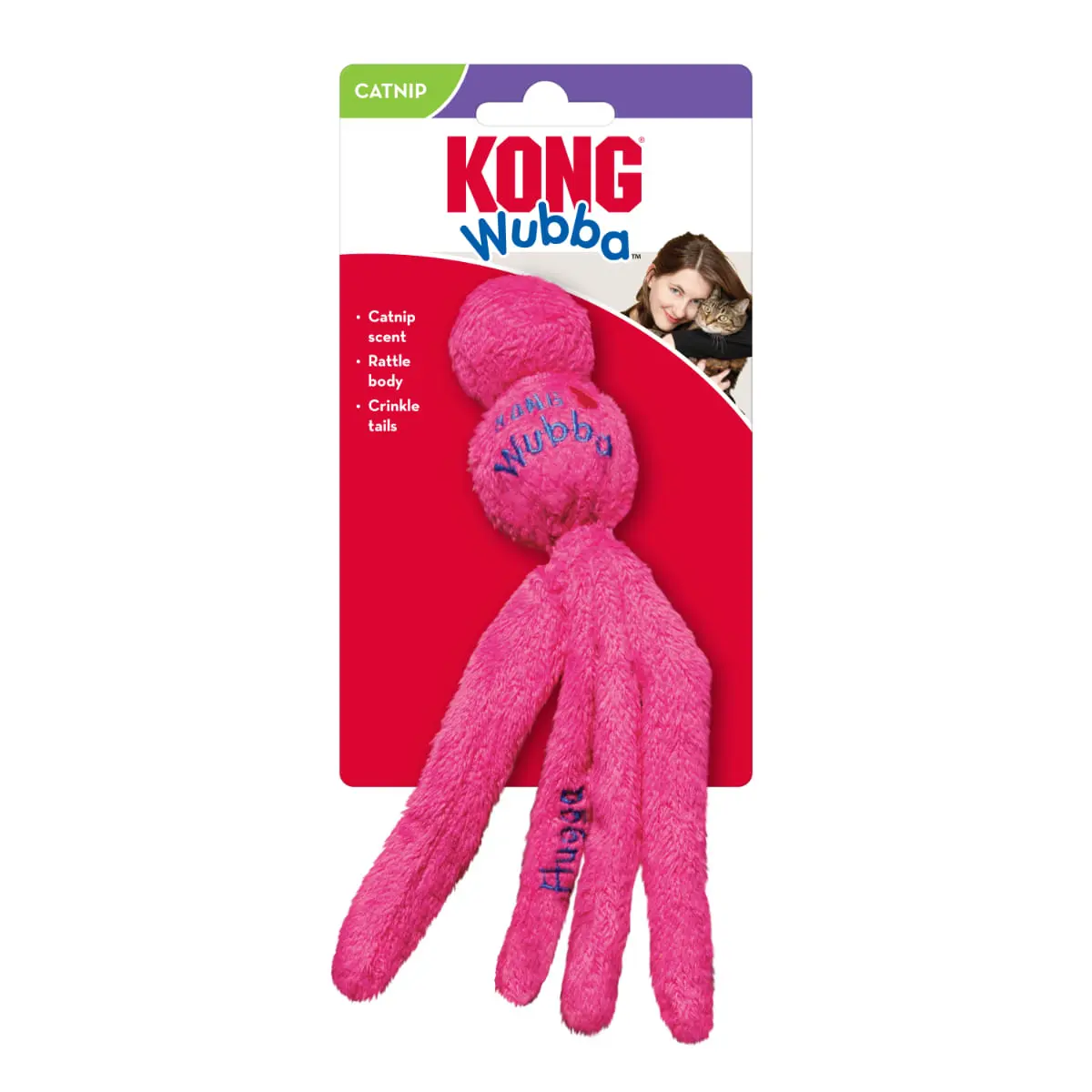KONG Wubba, jucarie stimulare panda pisici, catnip, cu sunet, textil, diverse culori, 1buc