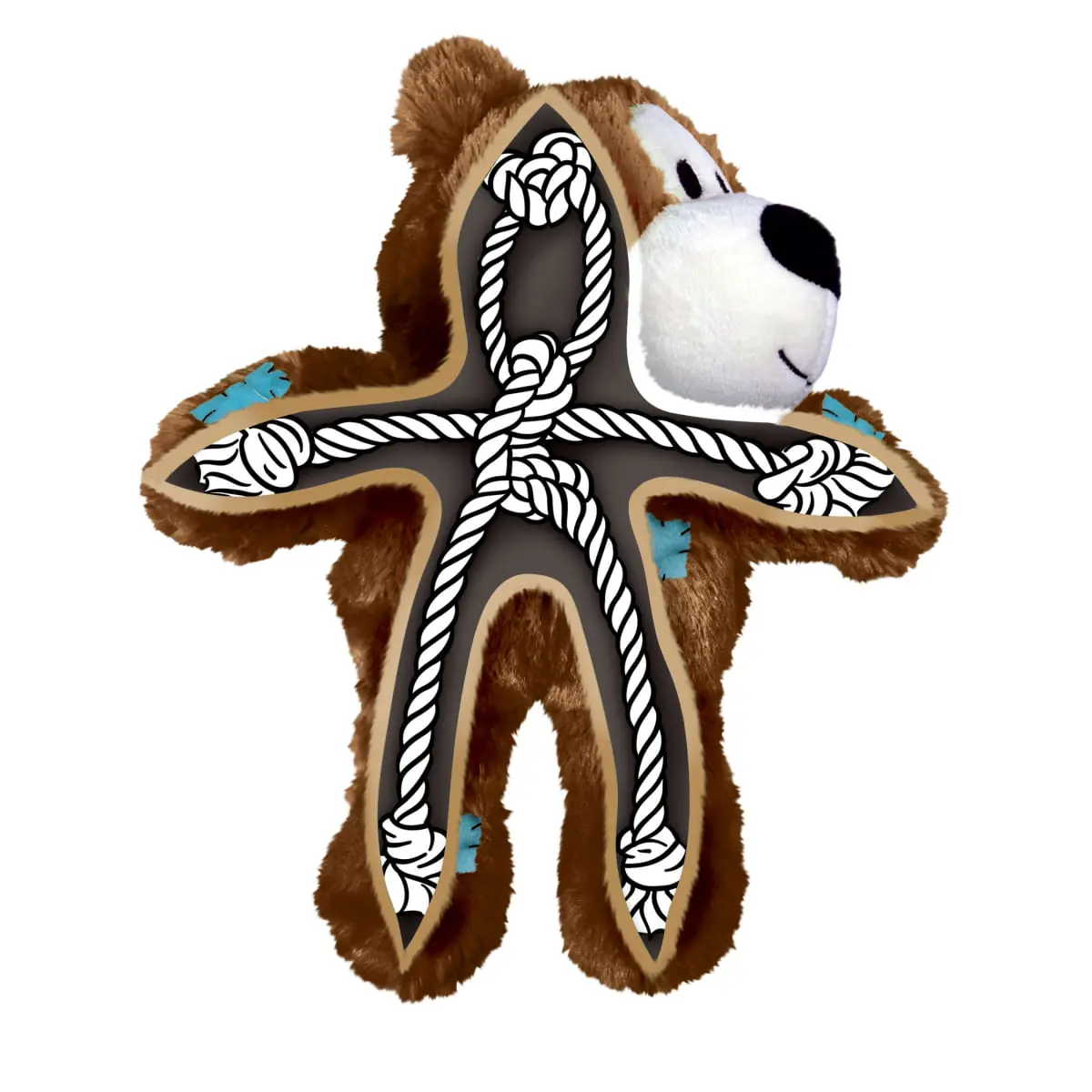 KONG Wild Knots Bear, jucarie sfoara caini, cu sunet, plus KONG Wild Knots Bear, jucarie sfoara caini S, cu sunet, plus, maro, 1buc - Image 3