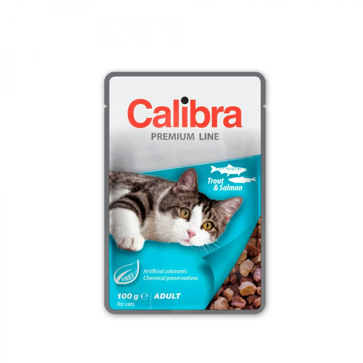 CALIBRA Premium Line, Pastrav si Somon, plic hrana umeda pisici, (in suc propriu), bax, 100g x 24buc - Image 2