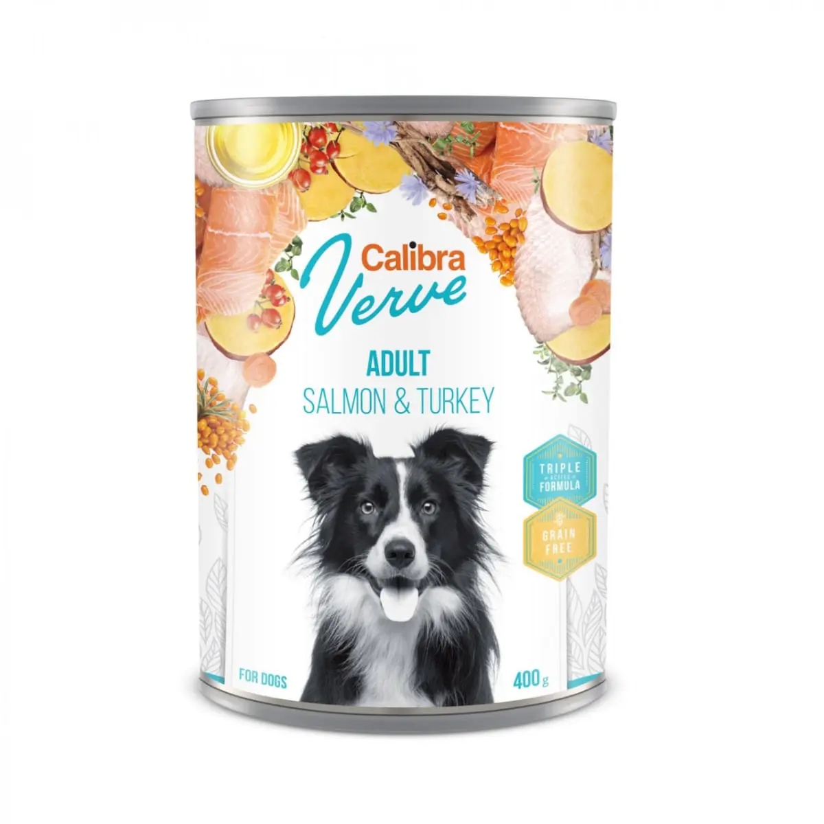 CALIBRA Verve GF, XS-XL, Somon si Curcan, conserva hrana umeda fara cereale caini, (pate), 400g
