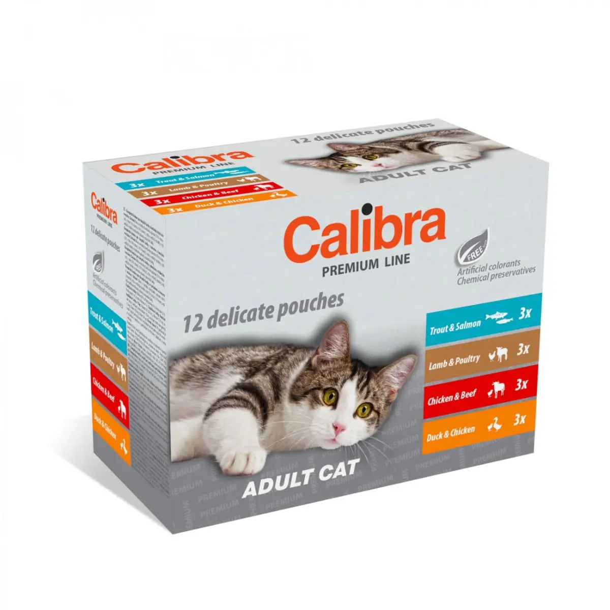 CALIBRA Premium Line, Pastrav si Somon, plic hrana umeda pisici, (in sos), multipack, 100g x 12buc