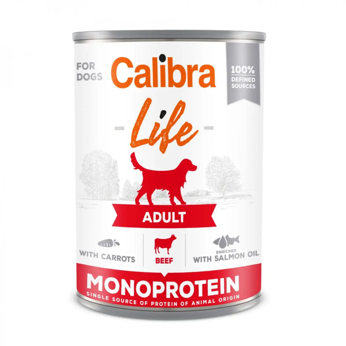 CALIBRA Life, XS-XL, Vita si Morcov, conserva hrana umeda monoproteica fara cereale caini, (pate), 400g
