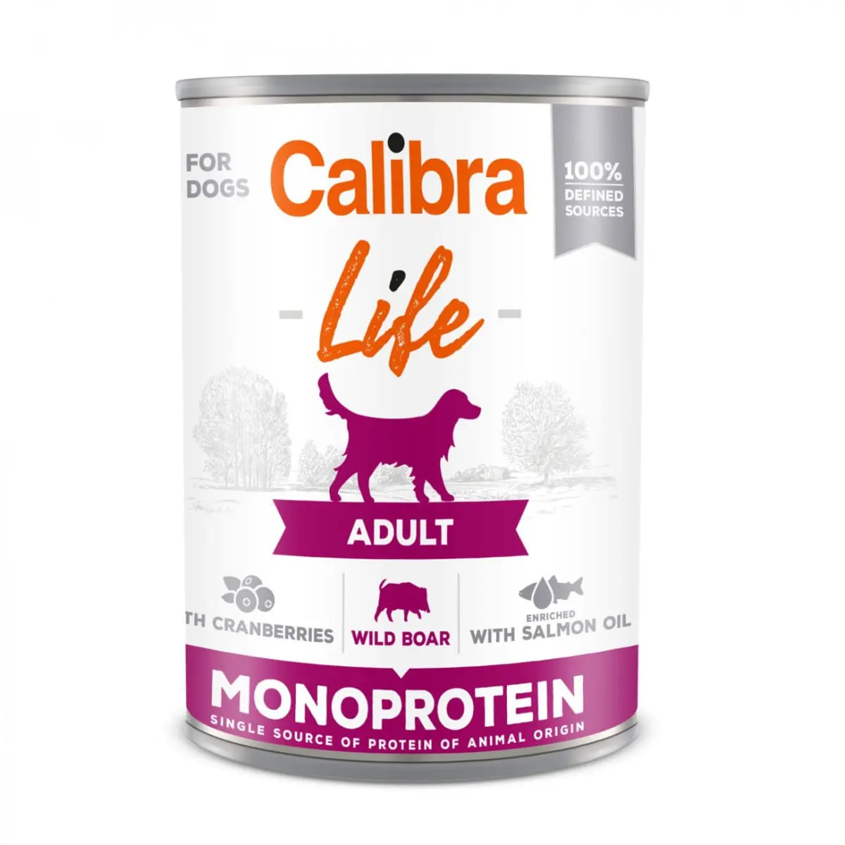 CALIBRA Life, XS-XL, Mistret si Merisoare, conserva hrana umeda monoproteica fara cereale caini, (pate), 400g