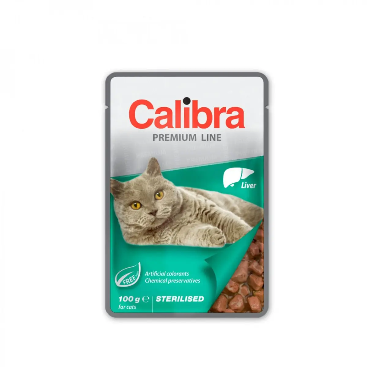 CALIBRA Premium Line Sterilised, Ficat, plic hrana umeda pisici sterilizate, (in suc propriu), bax, 100g x 24buc