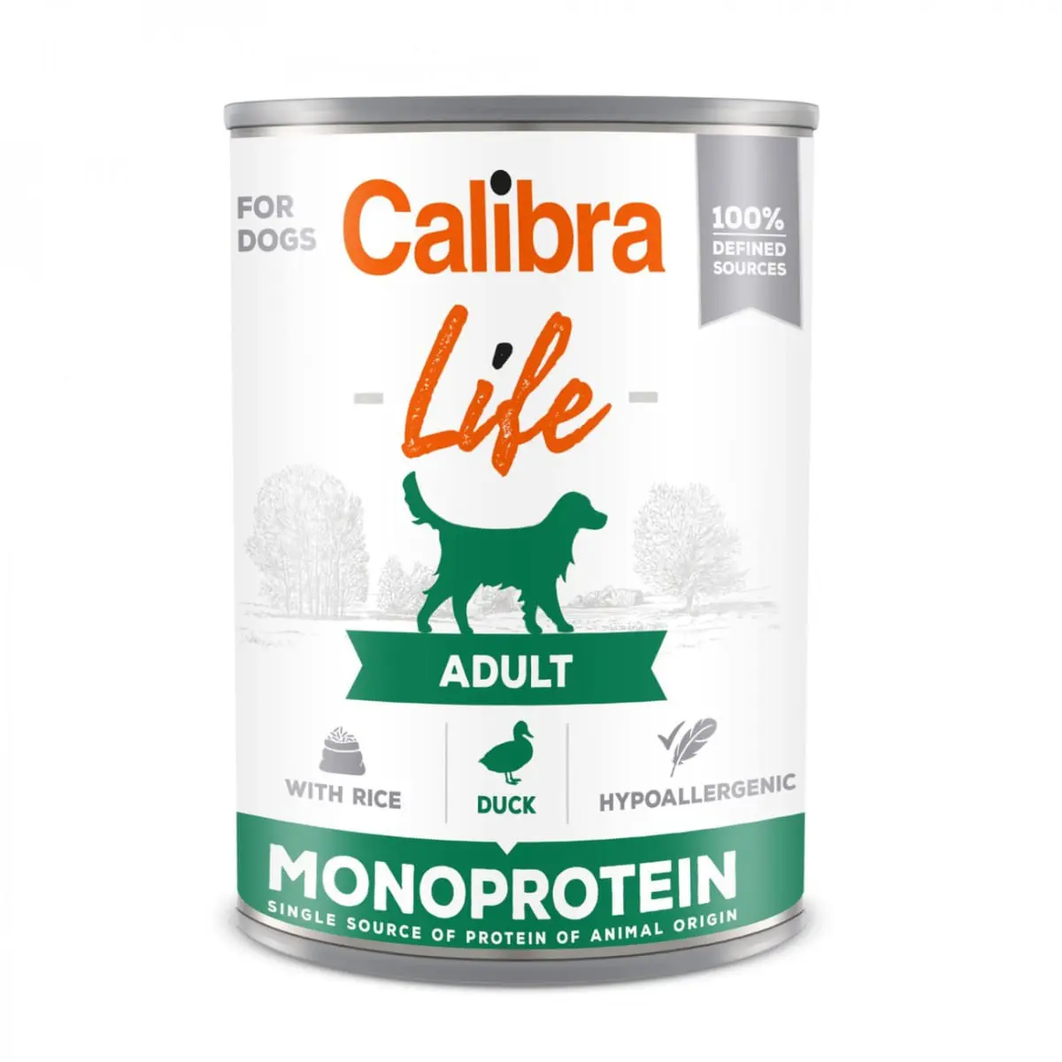 CALIBRA Life, XS-XL, Rata si Orez, conserva hrana umeda monoproteica caini, (pate), 400g