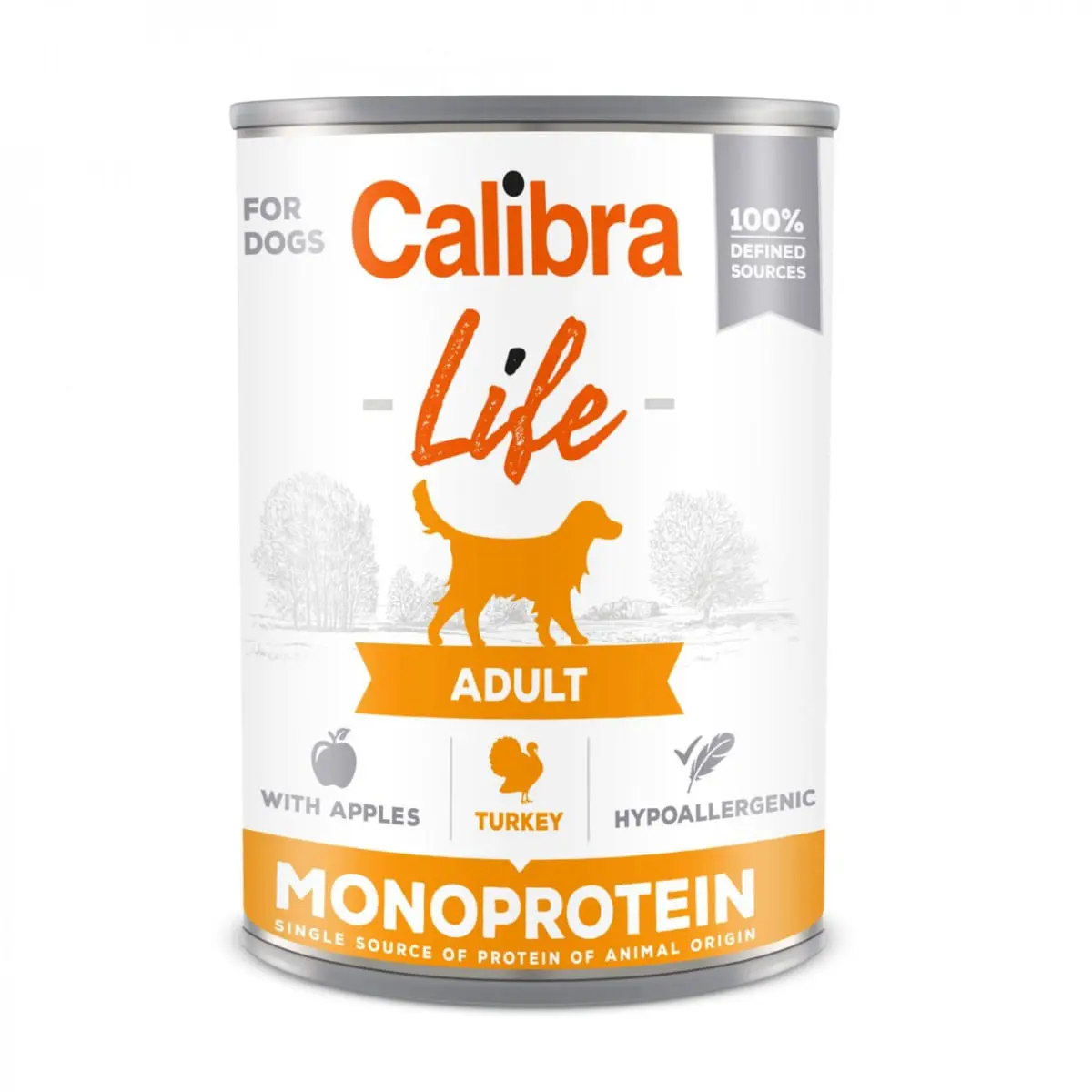CALIBRA Life, XS-XL, Curcan si Mere, conserva hrana umeda monoproteica fara cereale caini, (pate), 400g