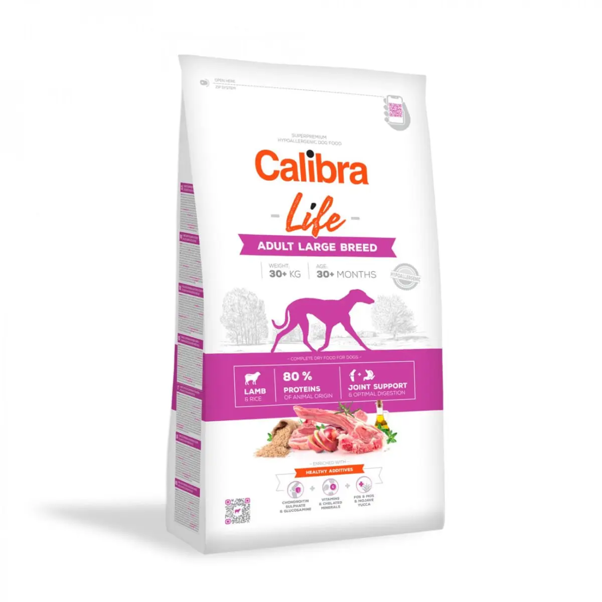 CALIBRA Life Adult Large Breed, L-XL, Miel, hrana uscata continut redus cereale caini, sistem articular, 2.5kg