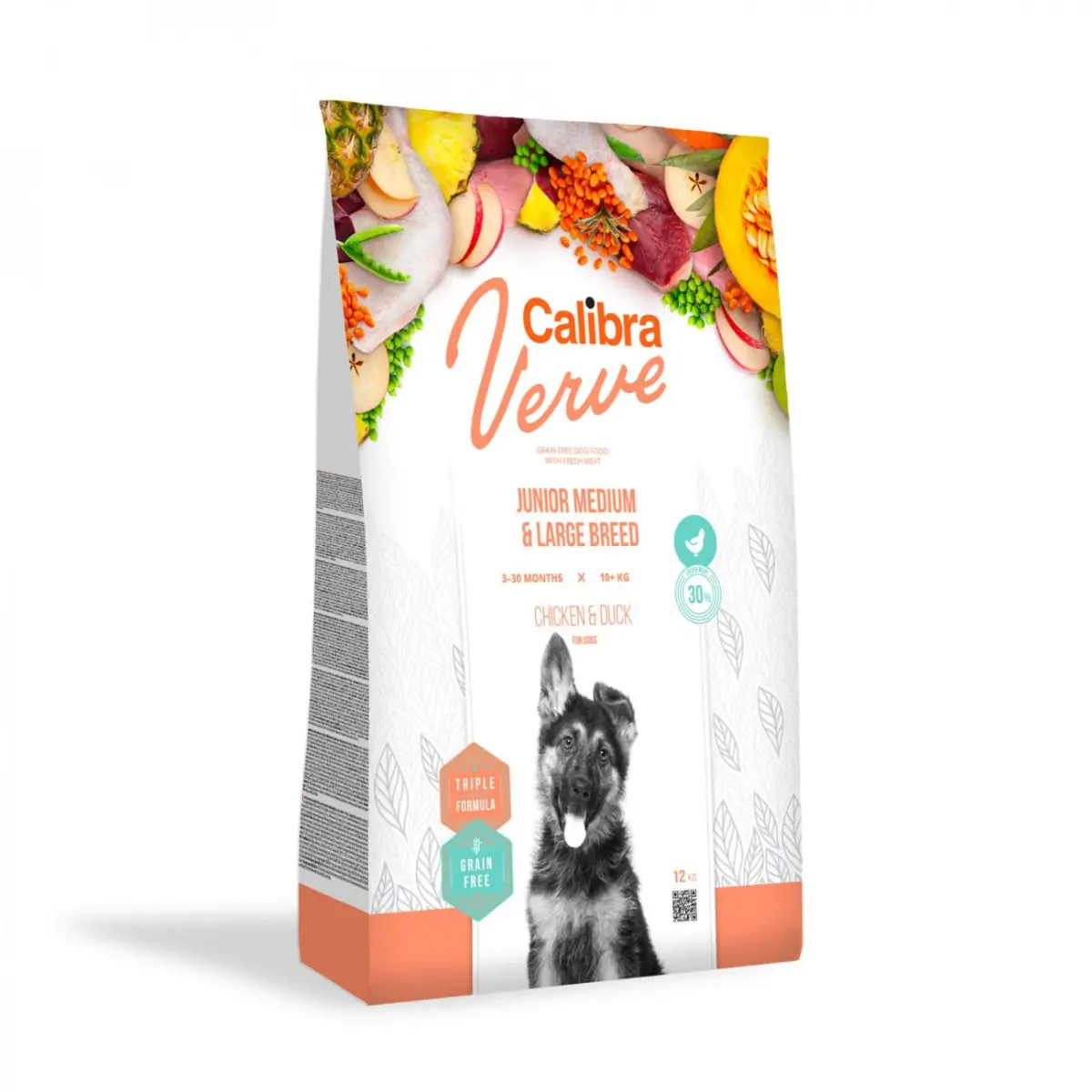 CALIBRA Verve GF Junior Medium & Large, M-XL, Pui si Rata, hrana uscata fara cereale caini junior, 2kg