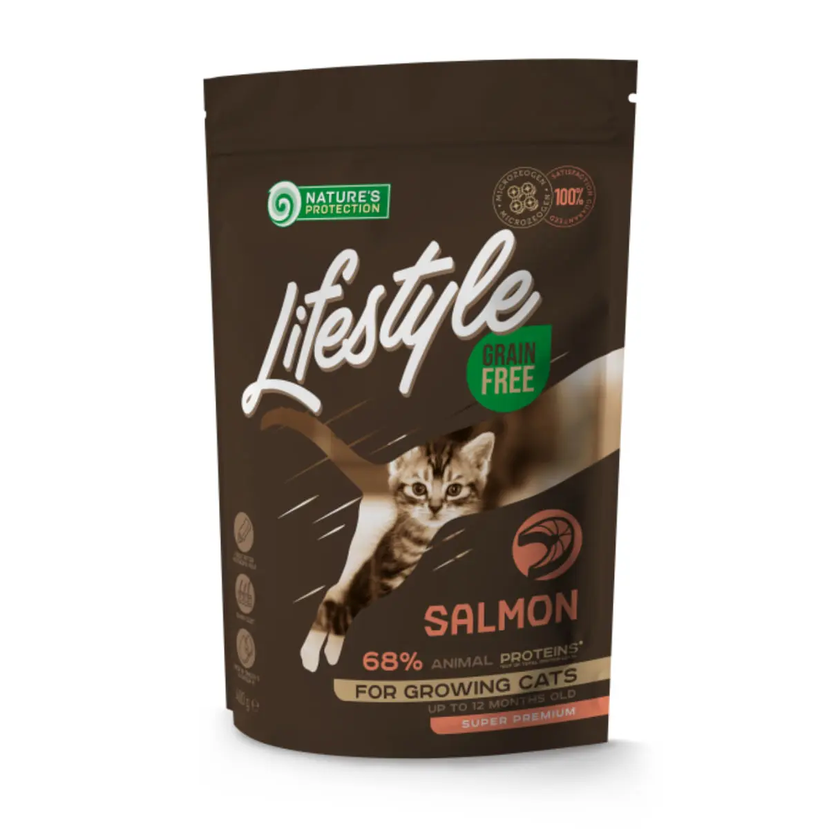 NATURES PROTECTION Lifestyle Kitten, Somon, hrana uscata fara cereale pisici junior, 400g - Image 2